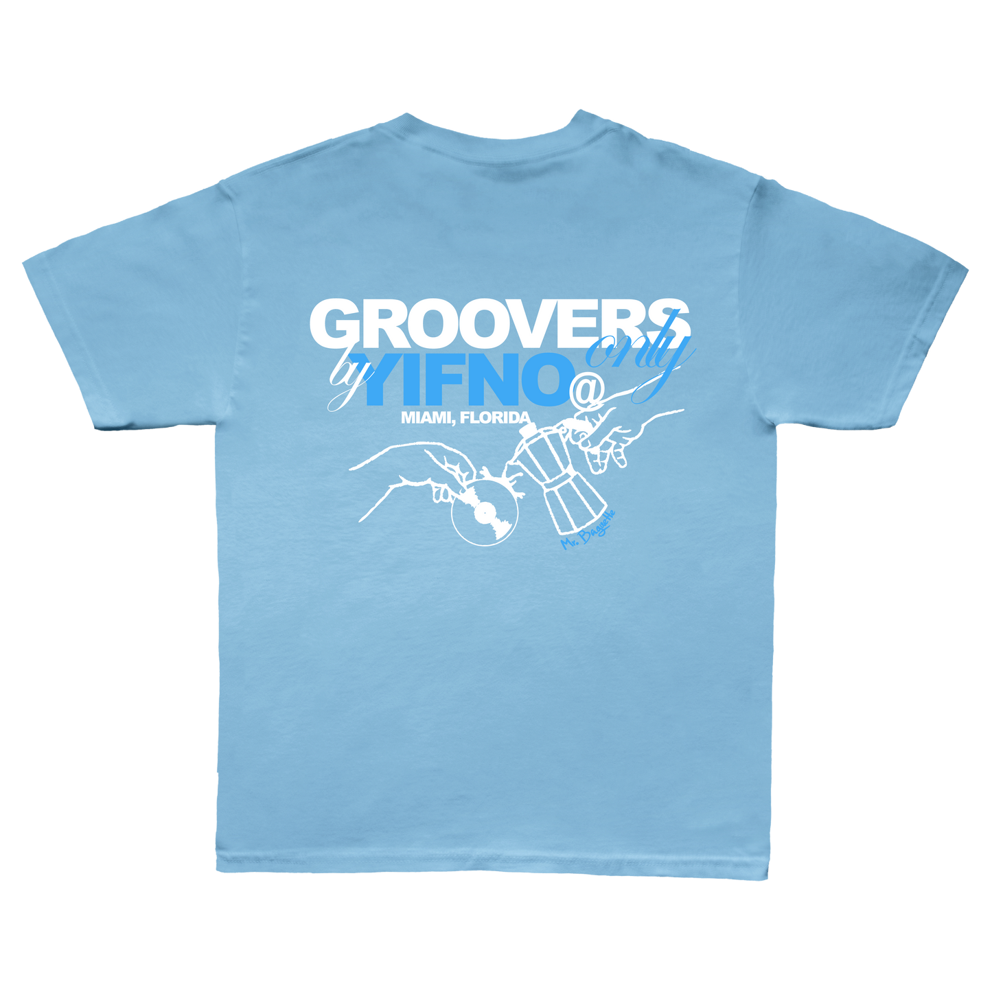 Groovers Only x YIFNO x Mr. Baguette Light Blue Tee